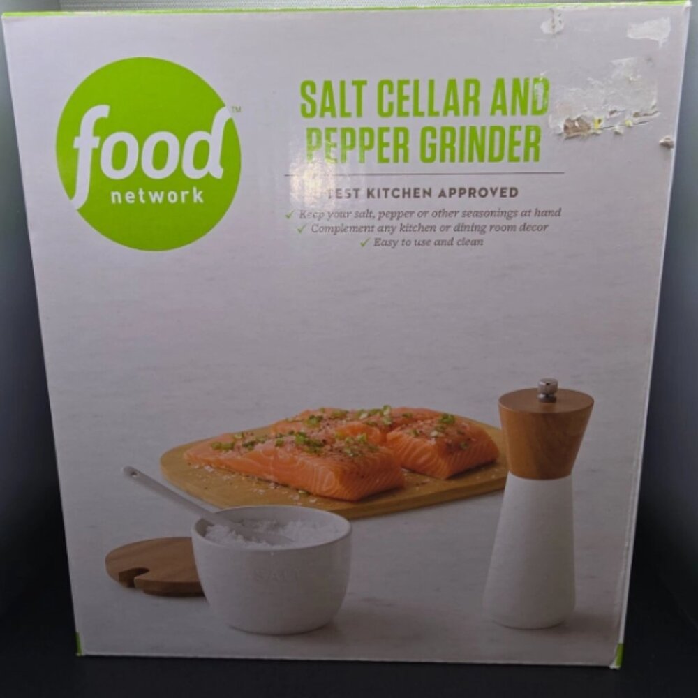 Food Network Salt Cellar And Pepper Grinder NWT